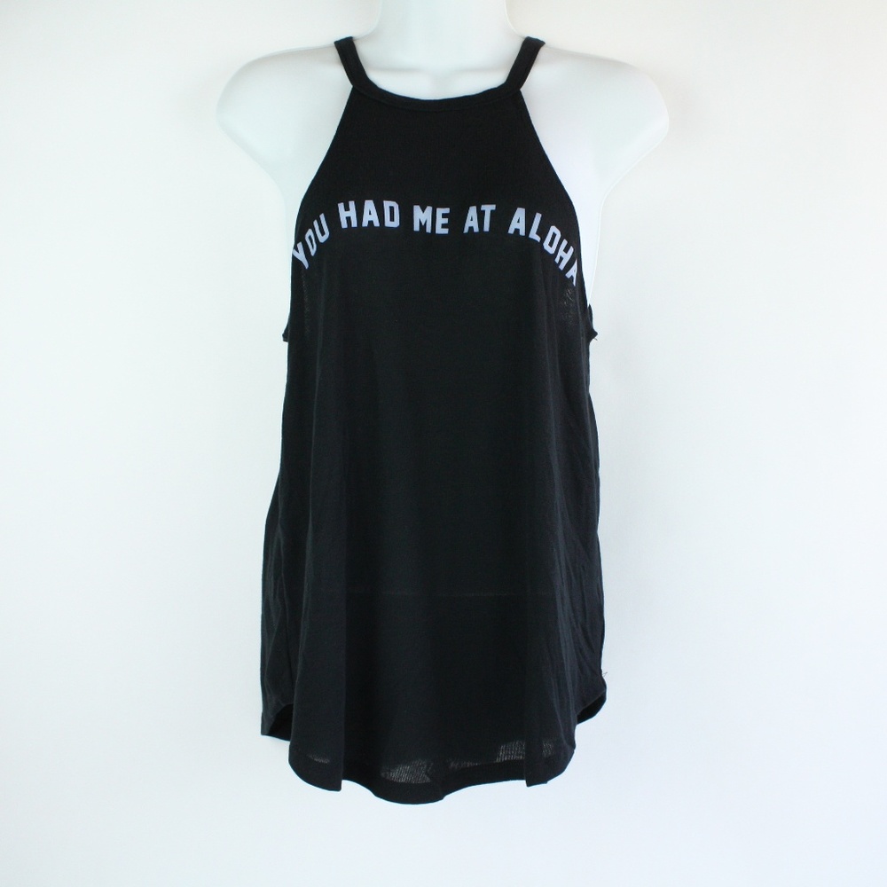 Spiritual Gangster Black Aloha Tank Size Small